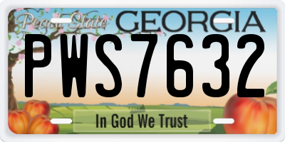 GA license plate PWS7632