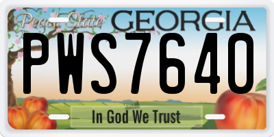 GA license plate PWS7640