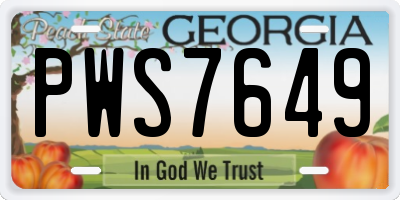 GA license plate PWS7649