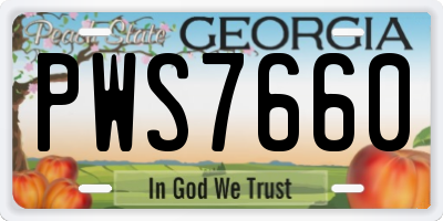 GA license plate PWS7660