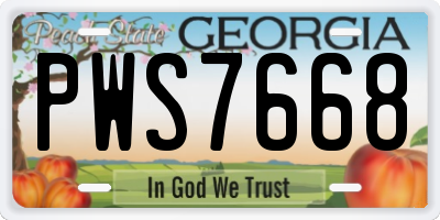 GA license plate PWS7668
