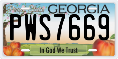 GA license plate PWS7669