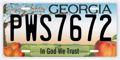 GA license plate PWS7672