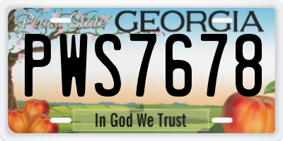 GA license plate PWS7678