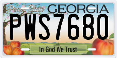 GA license plate PWS7680
