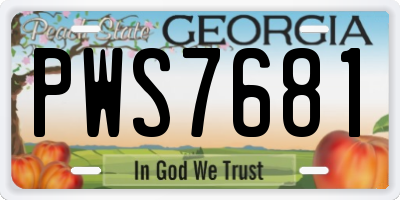 GA license plate PWS7681