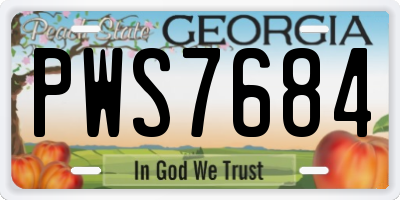GA license plate PWS7684