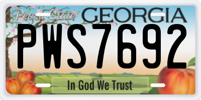 GA license plate PWS7692