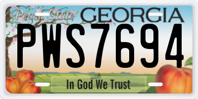 GA license plate PWS7694
