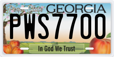GA license plate PWS7700