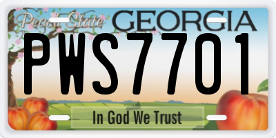 GA license plate PWS7701