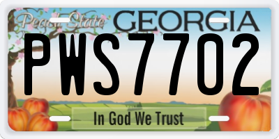 GA license plate PWS7702