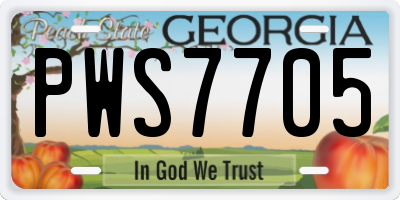 GA license plate PWS7705