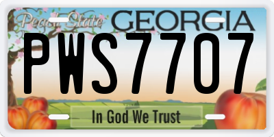 GA license plate PWS7707