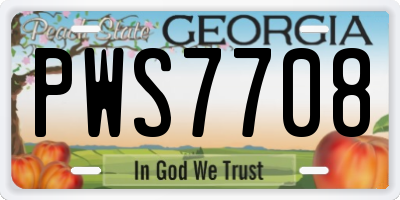 GA license plate PWS7708