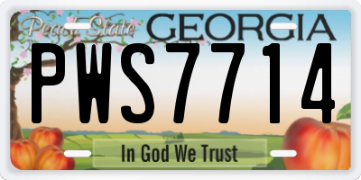 GA license plate PWS7714