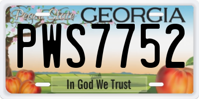 GA license plate PWS7752