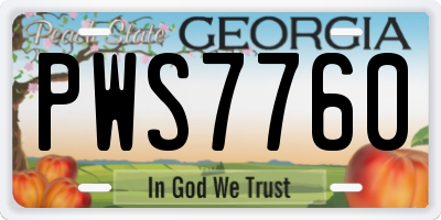 GA license plate PWS7760