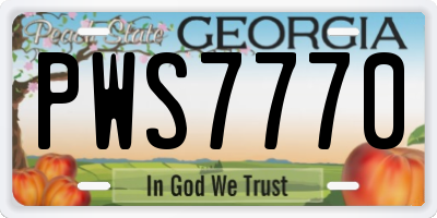 GA license plate PWS7770