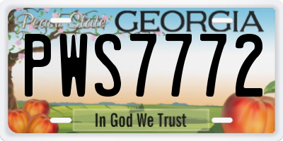 GA license plate PWS7772