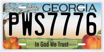 GA license plate PWS7776