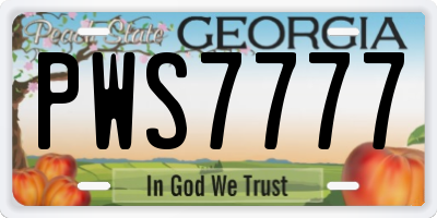 GA license plate PWS7777