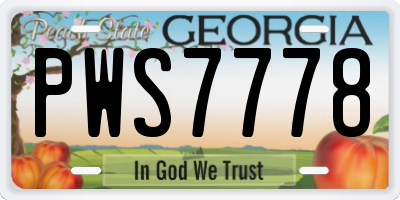 GA license plate PWS7778
