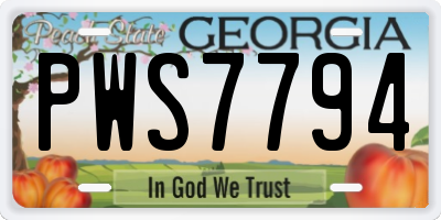 GA license plate PWS7794