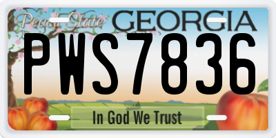 GA license plate PWS7836
