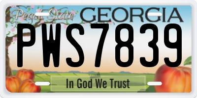 GA license plate PWS7839
