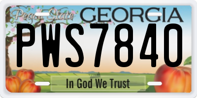 GA license plate PWS7840