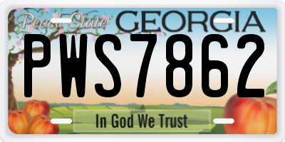 GA license plate PWS7862
