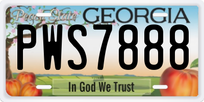 GA license plate PWS7888
