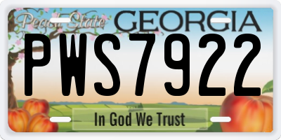 GA license plate PWS7922