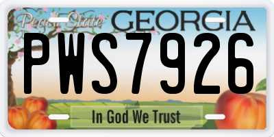 GA license plate PWS7926
