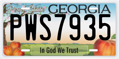 GA license plate PWS7935