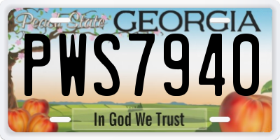 GA license plate PWS7940