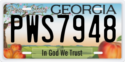 GA license plate PWS7948
