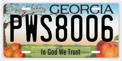 GA license plate PWS8006
