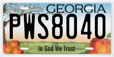 GA license plate PWS8040