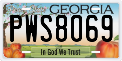 GA license plate PWS8069