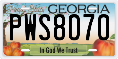 GA license plate PWS8070