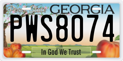 GA license plate PWS8074