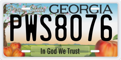 GA license plate PWS8076