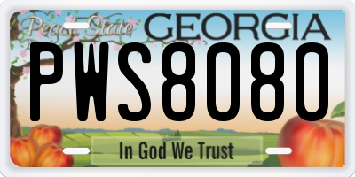GA license plate PWS8080