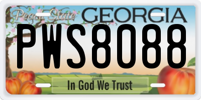 GA license plate PWS8088