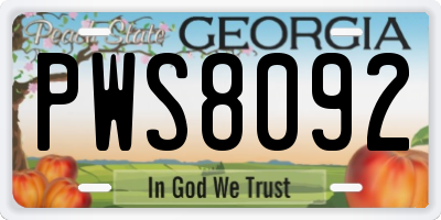 GA license plate PWS8092