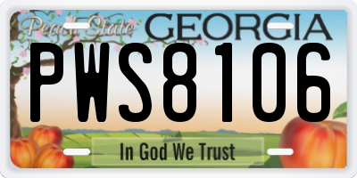 GA license plate PWS8106