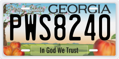 GA license plate PWS8240