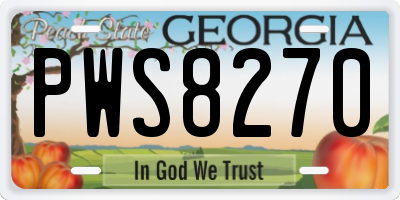 GA license plate PWS8270